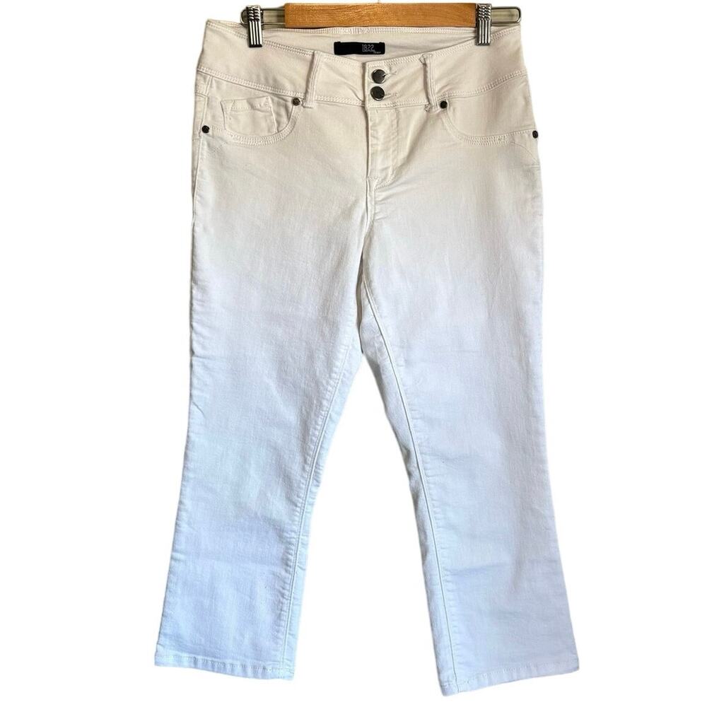 Stitch Fix 1822 Denim White Stretch Crop Capris Neutral Preppy Elevated Basic 10